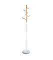 Porte-manteau sur pied rond blanc et bois 28x28x171cm