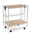Table roulante pliable blanc et bois 68x40x70cm