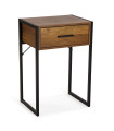 Night Stand MDF Wood and black metal 41x30x60cm