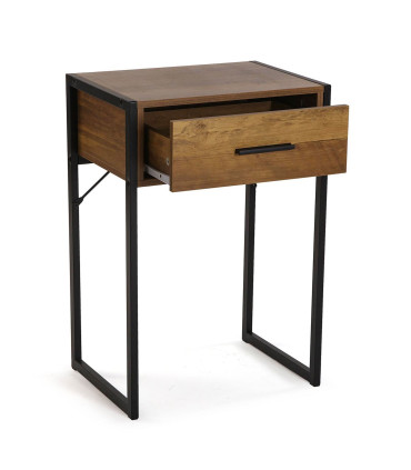 Night Stand MDF Wood and black metal 41x30x60cm