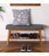 Banquette d'entrée pour chaussures en bois et tissu gris 90x34x44cm