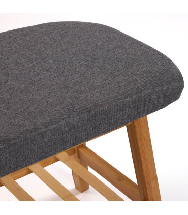 Banquette d'entrée pour chaussures en bois et tissu gris 90x34x44cm