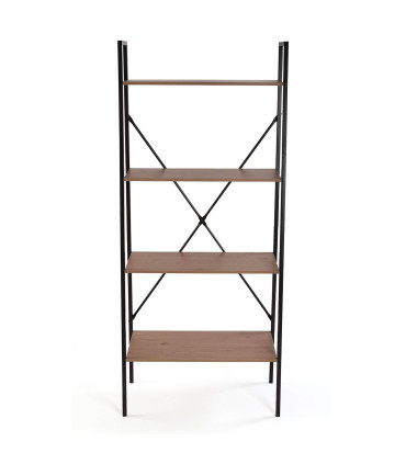 Shelf Wood and Black Metal 63x32x148cm