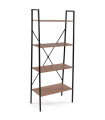 Shelf Wood and Black Metal 63x32x148cm