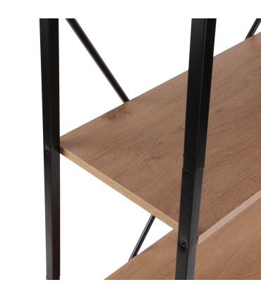 Shelf Wood and Black Metal 63x32x148cm
