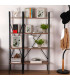 Shelf Wood and Black Metal 63x32x148cm