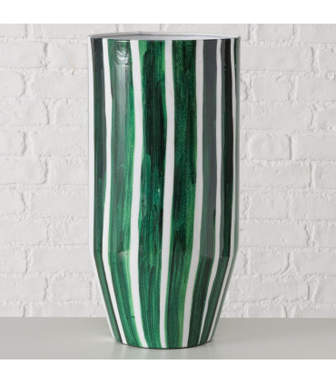 Vase design céramique vert et blanc 26x26x51cm