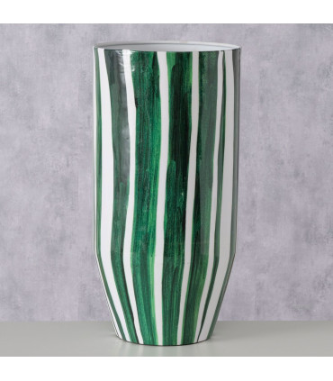 Vase design céramique vert et blanc 26x26x51cm