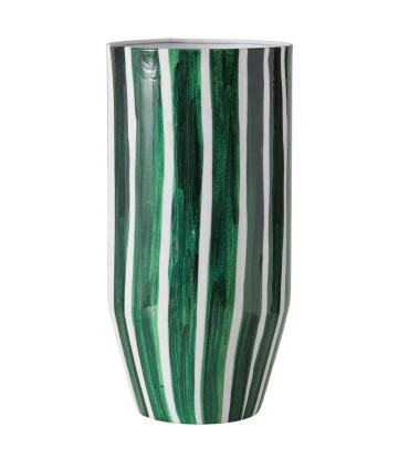 Vase design céramique vert et blanc 26x26x51cm