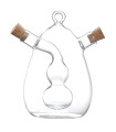 Huilier vinaigrier 2-en-1 transparent en verre bouchons liège 9.5x9.5x15cm