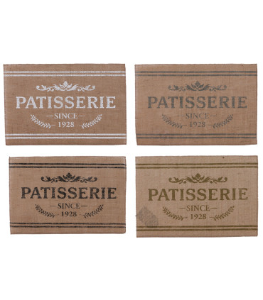 Set de 4 sets de table en jute patisserie 43.5x28.5cm