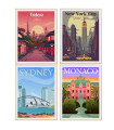 Set de 4 cadres décoratifs mural New-york, Tokyo, Sydney, Monaco 30x40cm