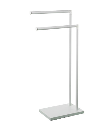 Porte serviette sur pied en métal blanc 2 bras 37x20x79cm