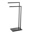 Porte serviette sur pied en métal noir 2 bras 37x20x79cm