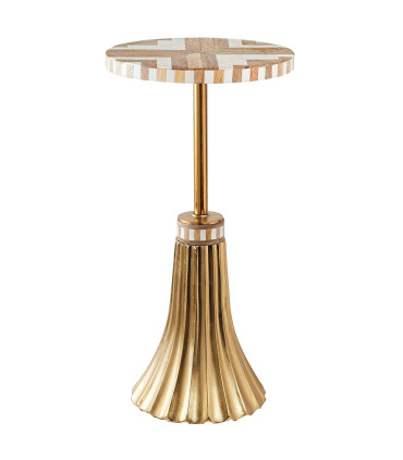 Side Table Golden Metal and Mirror 48x48x60cm