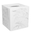 Boîte à mouchoirs carrée polypropylène effet marbre blanc 13.5x13.5x14.5cm