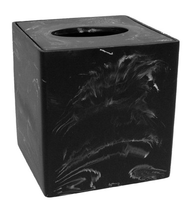 Boîte à mouchoirs carrée polypropylène effet marbre noir 13.5x13.5x14.5cm