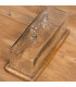 Plat à cake en bois de manguier avec cloche en verre 14x32x14cm