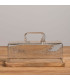 Plat à cake en bois de manguier avec cloche en verre 14x32x14cm