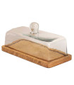 Wood Cake Stand with glass bell 13x28cm