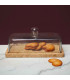 Plat à cake en bois avec cloche en verre 13x28cm