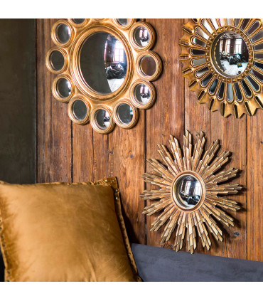 Wall mirror gold polyresin Convex 22.5x43cm