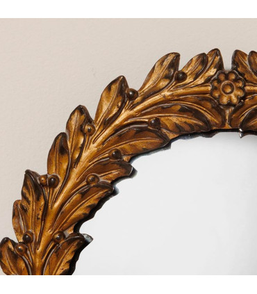 Wall mirror gold polyresin Convex 19x19cm