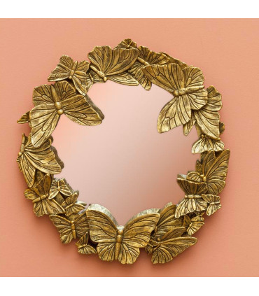 Wall mirror gold polyresin Convex 19x19cm