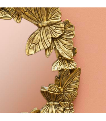 Wall mirror gold polyresin Convex 19x19cm