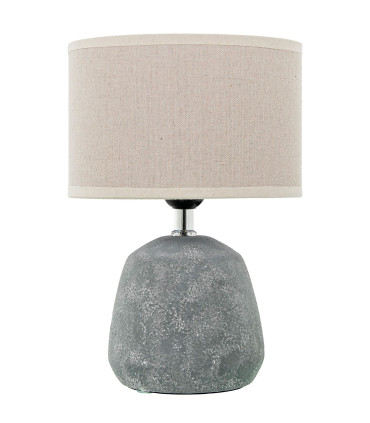 Lampe à poser en céramique grise et abat-jour beige 20x20x28cm
