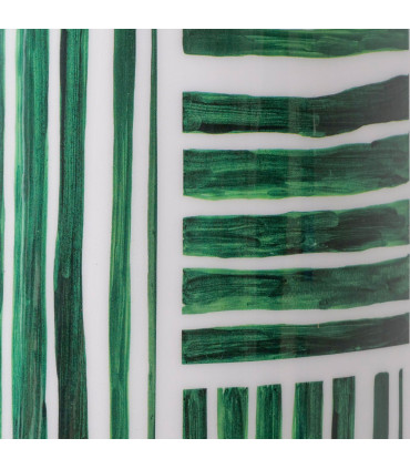 Vase design en fer émaillé vert et blanc 19x19x50cm