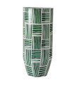 Vase design en fer émaillé vert et blanc 31x31x70cm