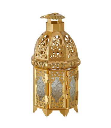 Gold metal lantern 10x10x21cm