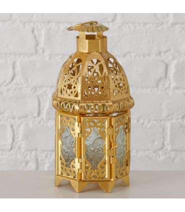Gold metal lantern 10x10x21cm