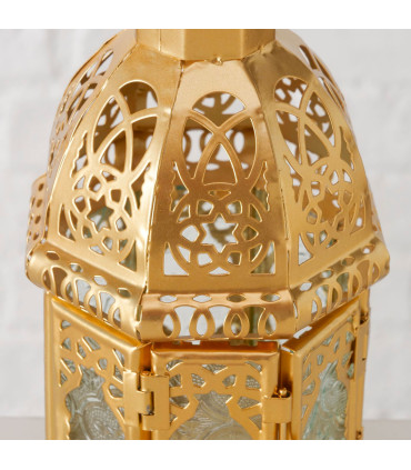 Gold metal lantern 10x10x21cm