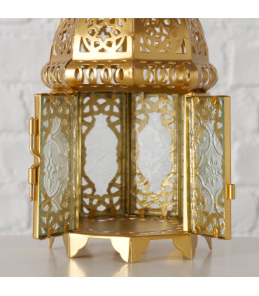 Gold metal lantern 10x10x21cm