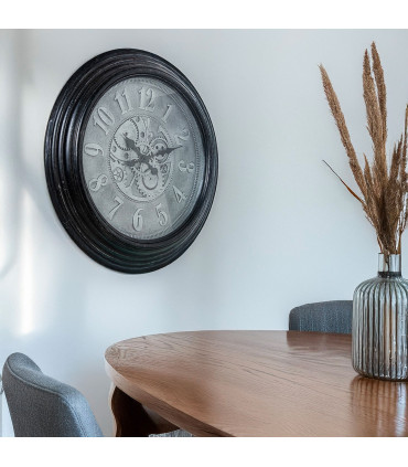 Horloge murale ronde noire 58x58x6cm