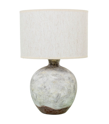 Lampe à poser en céramique grise et abat-jour beige antique 30x30x46.5cm