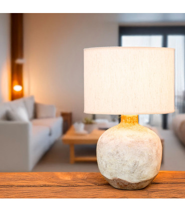 Lampe à poser en céramique grise et abat-jour beige antique 30x30x46.5cm