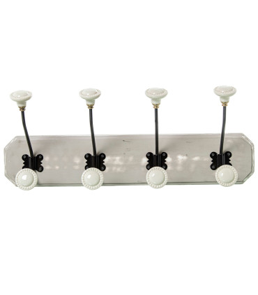 Wall Coat Rack Wood, Metal and Ceramic 48x2x10cm
