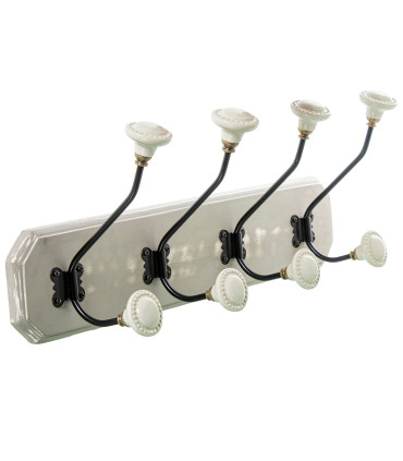 Wall Coat Rack Wood, Metal and Ceramic 48x2x10cm