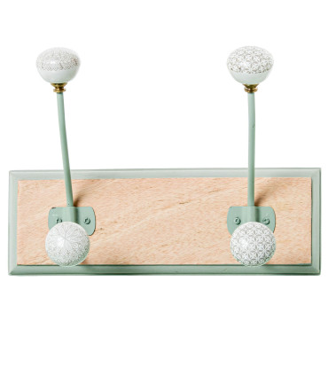 Wall Coat Rack Wood, Metal and Ceramic 28x2x10cm