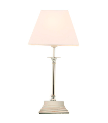 Lampe à poser classique métal argenté et abat-jour blanc 22x14x48cm