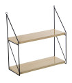 Wall Shelf Black Metal and Wood 2 Shelves 42x15x43cm