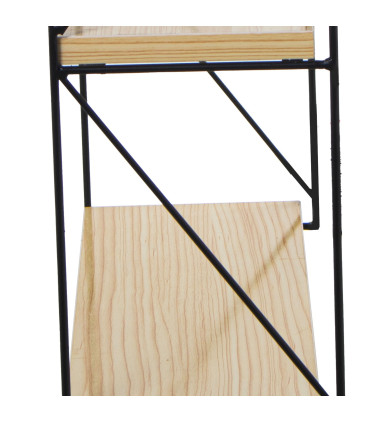 Wall Shelf Black Metal and Wood 3 Shelves 42x15x66cm