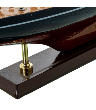 Bateau à voiles décoratif bois et bleu 30x6,5x43cm