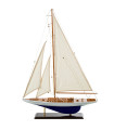 Bateau à voiles décoratif bleu et blanc 60x12x80cm