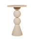 Table d'appoint design blanche et plateau bois 41x41x64cm