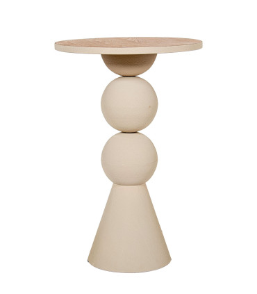 Table d'appoint design blanche et plateau bois 41x41x64cm