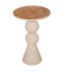 Table d'appoint design blanche et plateau bois 41x41x64cm